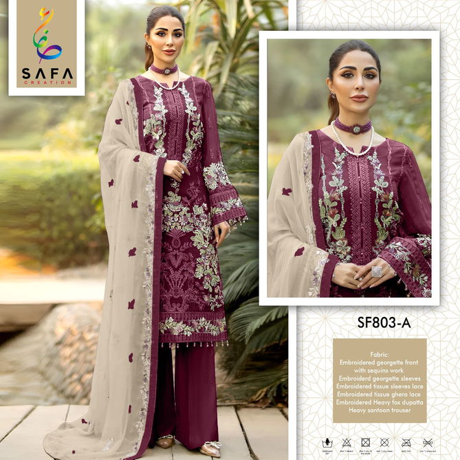 SF PK 803 By Safa Embroidery Georgette Pakistani Suits Wholesale Market In Surat